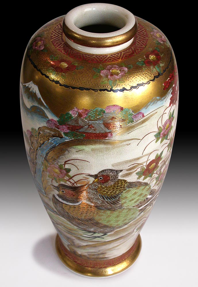 Mandarin Ducks Satsuma Vase