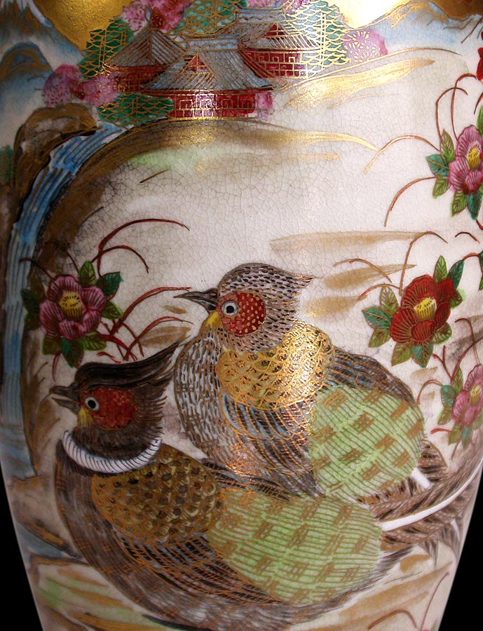 Mandarin Ducks Satsuma Vase