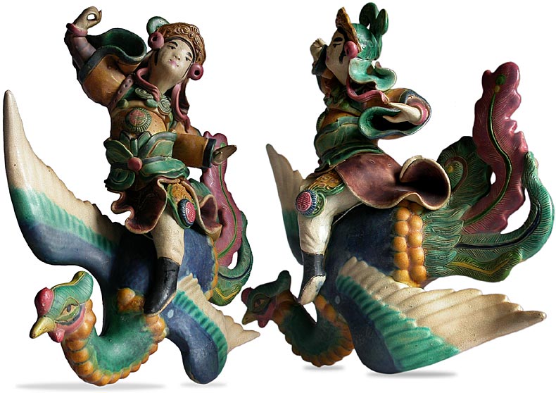Warrior Phoenix Sancai Roof Tile