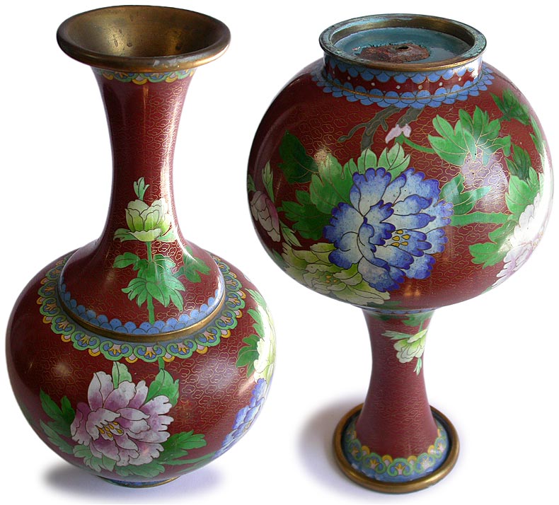 Chinese cloisonne  Peony vase