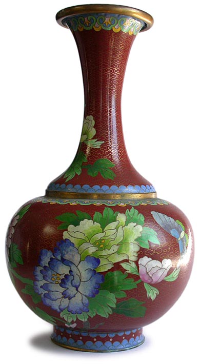 Peony cloisonne vase