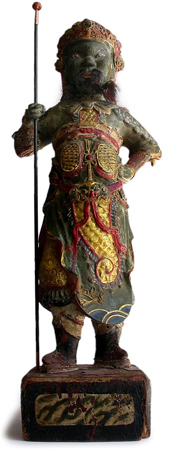 Qing Dharmapala Wood Statue