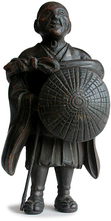 Blindman Zen Monk Wood Carving