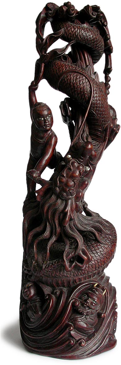 Red Boy Taming Dragon