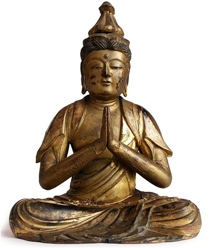 Gilt Wood Fugen Buddha Carving