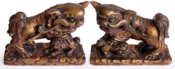 Gilt Wood Foo Dogs