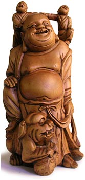 Happy Buddha Wood Carving