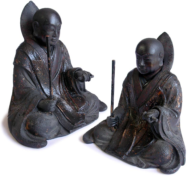Nichiren Shonin Lacquered Wood Statue