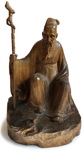 Jurojin Wood Okimono