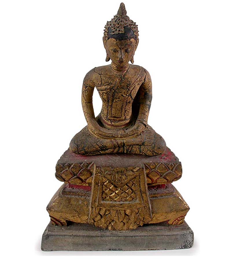 Laos Carved Wood Amitabha Meditation Buddha