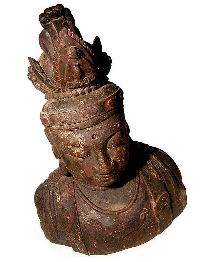 Guanyin Bust Wood Statue