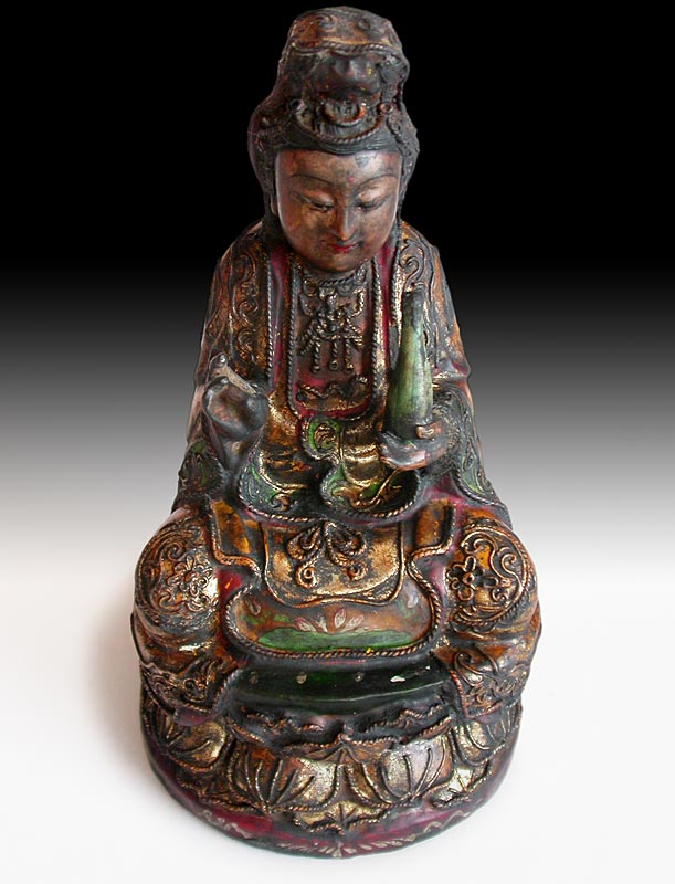 Polychrome Wood Quan Yin 