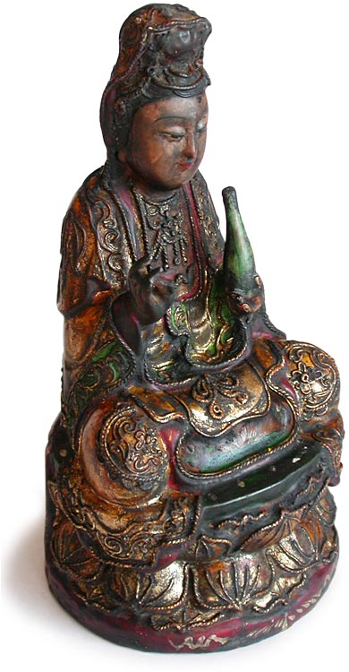 Polychrome Wood Quan Yin rt