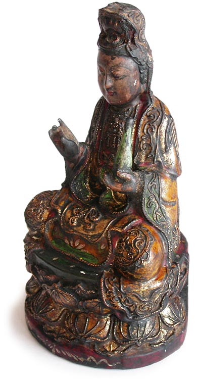 Polychrome Wood Quan Yin lt