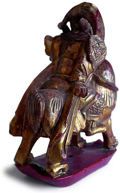 God of Wealth on Lion back view
