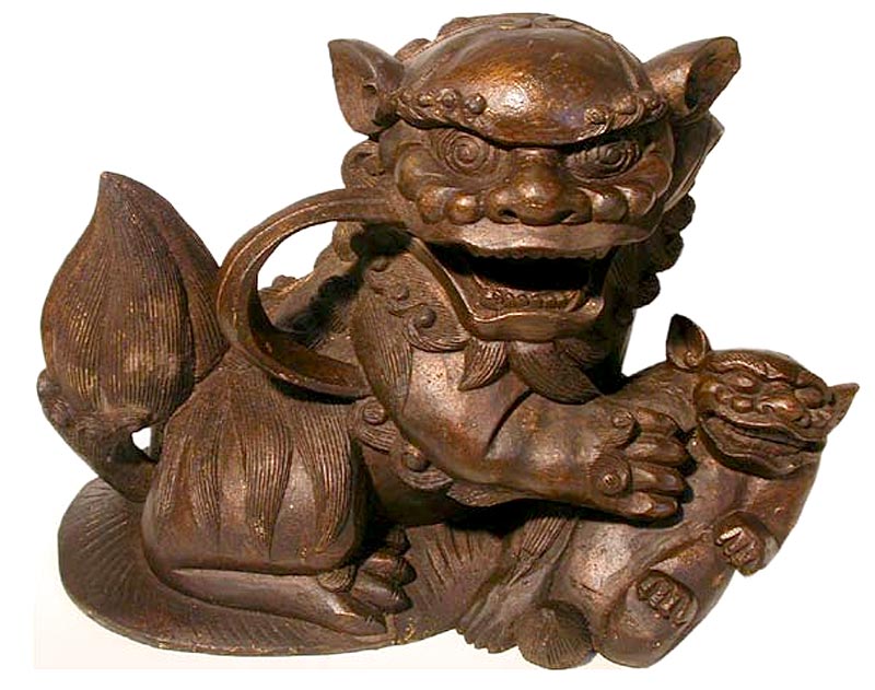 Chinese Guardian Lion Carving